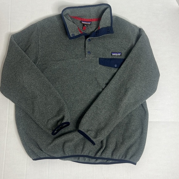 Patagonia Synchilla Fleece Snap T Womens Jacket -Gray & Blue Trim Sz XL - Picture 5 of 6